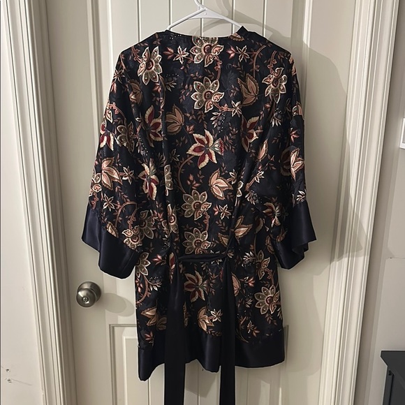 Victoria's Secret Deep Purple Floral Brocade Kimono Robe Belt Vintage Gold Label - Picture 6 of 14